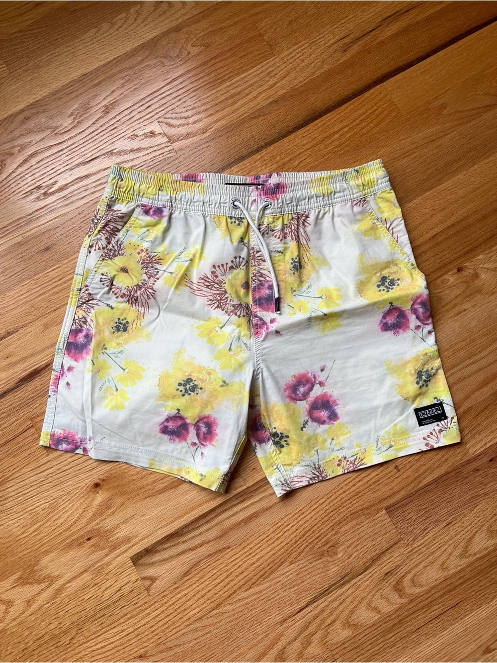 Ezekiel Floral Swim Shorts in Yellow & Pink